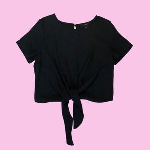 Black Front Tie Top